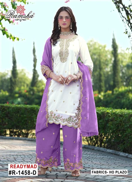 Ramsha R 1458 A To D Ho Embroidery Work Top With Bottom Dupatta Suppliers In India